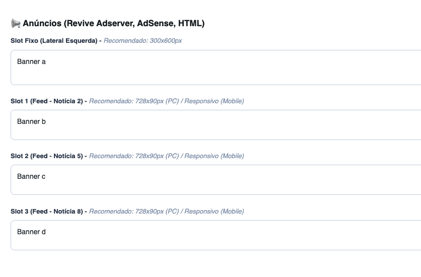 Slots de Monetização Nativa